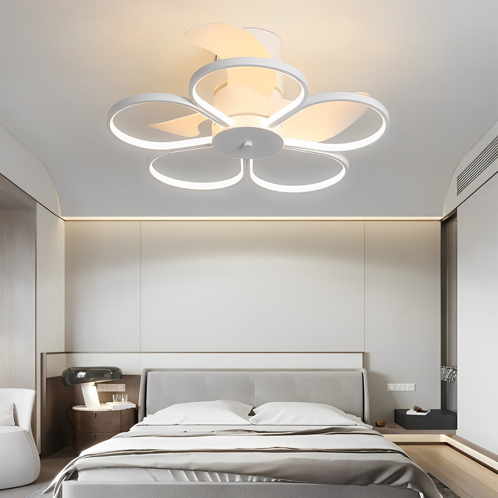 Flowers Intelligent Dimmable LED Bladeless Ceiling Fan Lamp