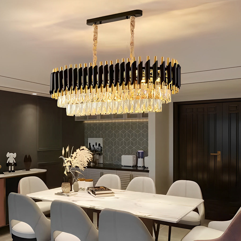 Round Oval Crystal Chandelier - Luxury Post-Modern Lighting with Three-Step Dimming