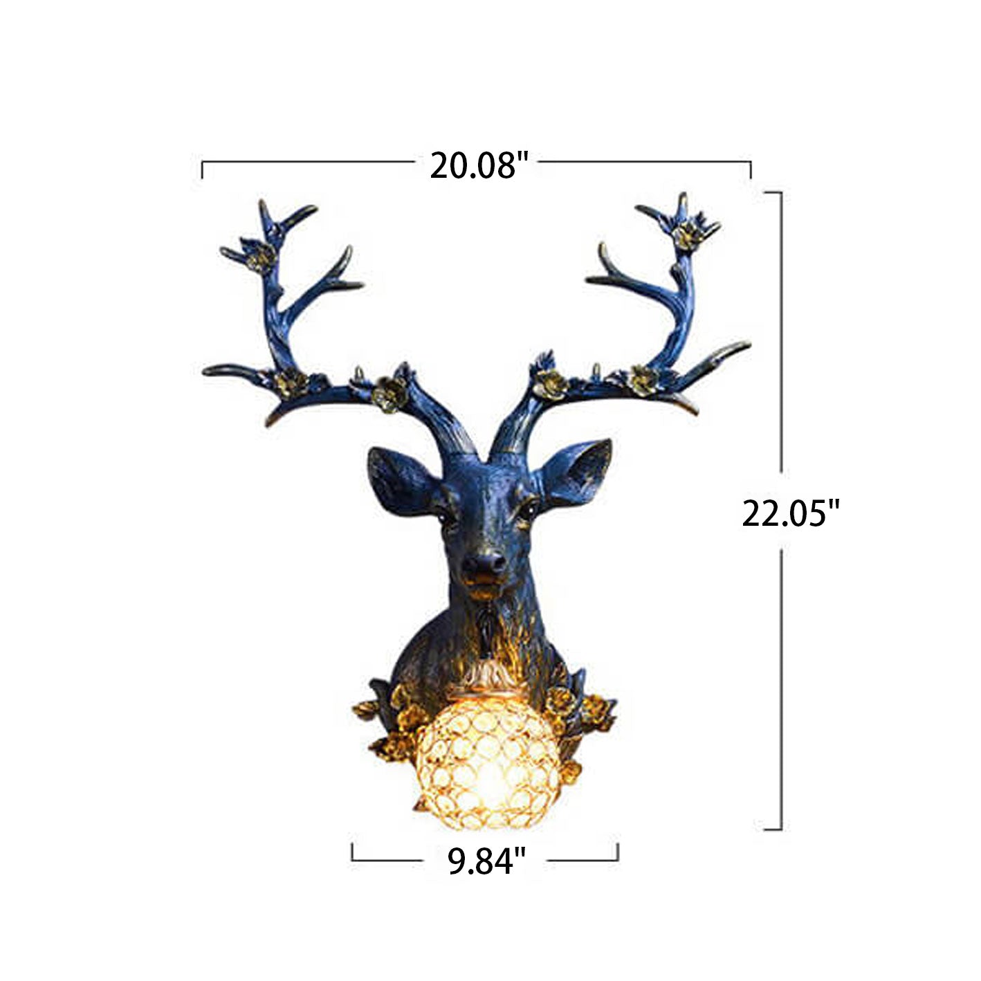 Retro Deer Head Resin Wall Sconce Lamp - 1-Light Vintage Lighting Fixture