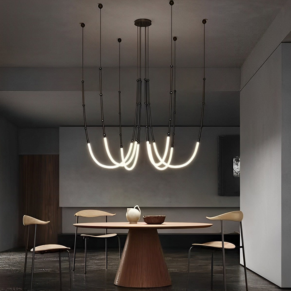 Adjustable Minimalist Bamboo Knot Chandelier - Modern Staircase Lighting