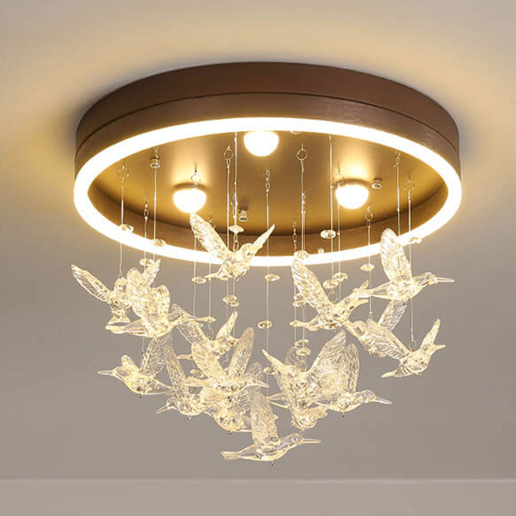 Modern Cartoon Round Bird LED Flush Mount Ceiling Light