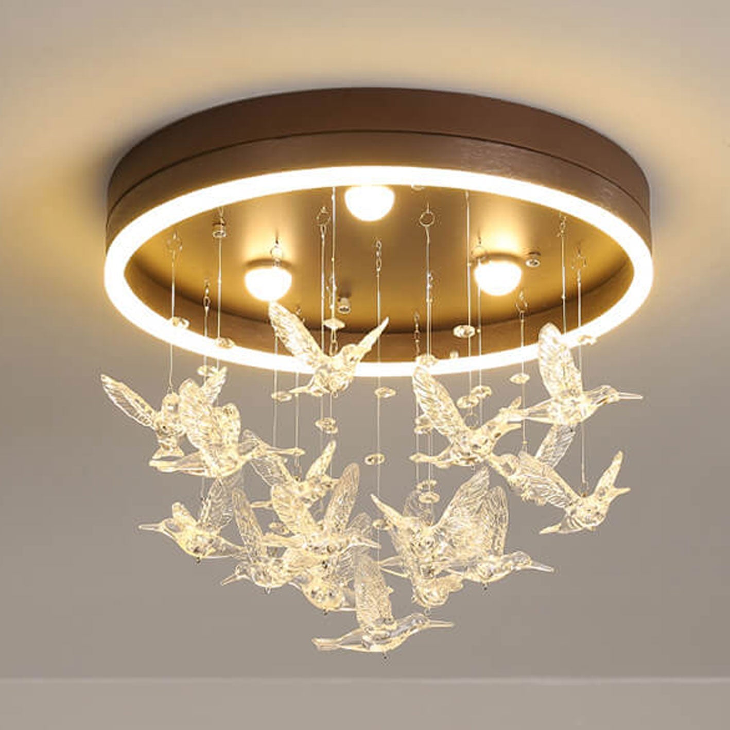 Modern Cartoon Round Bird LED Flush Mount Ceiling Light