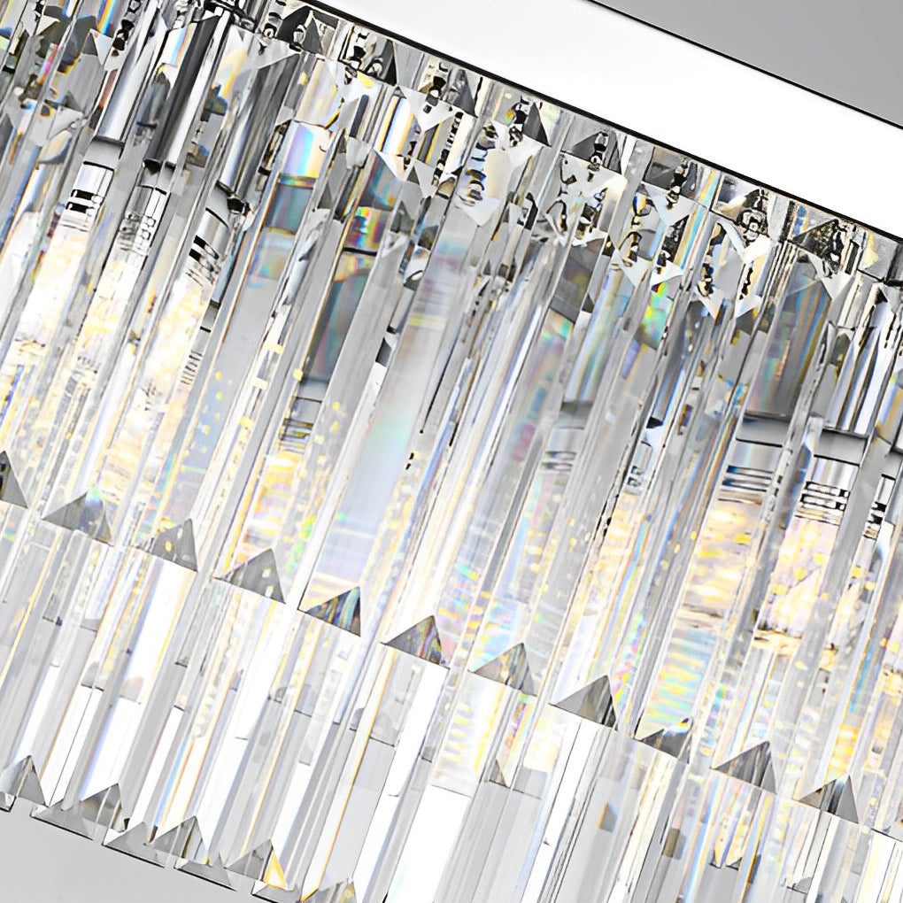 Rectangular Metal Crystal Chandelier - 3 Step Dimming Nordic Design for Dining Room