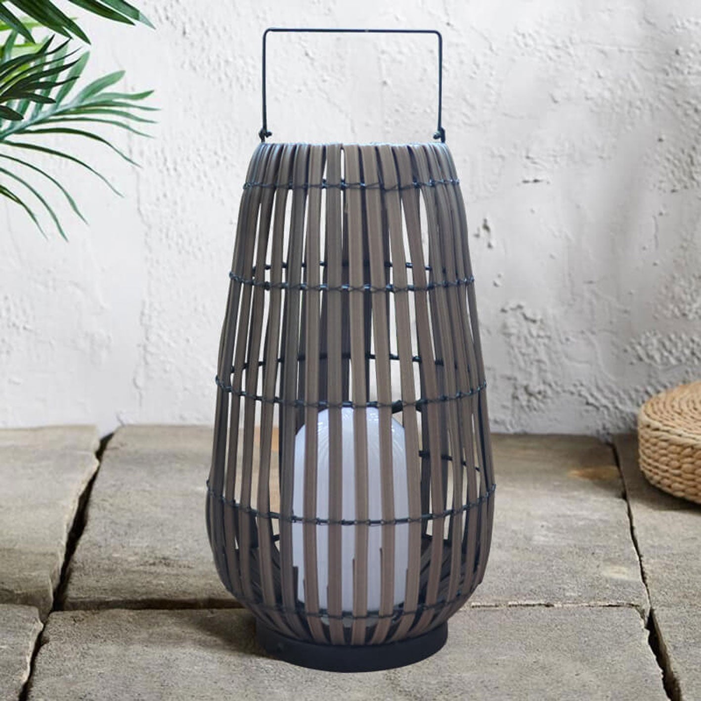 Modern Rattan Weaving Oval Outdoor Waterproof Floor Lamp
