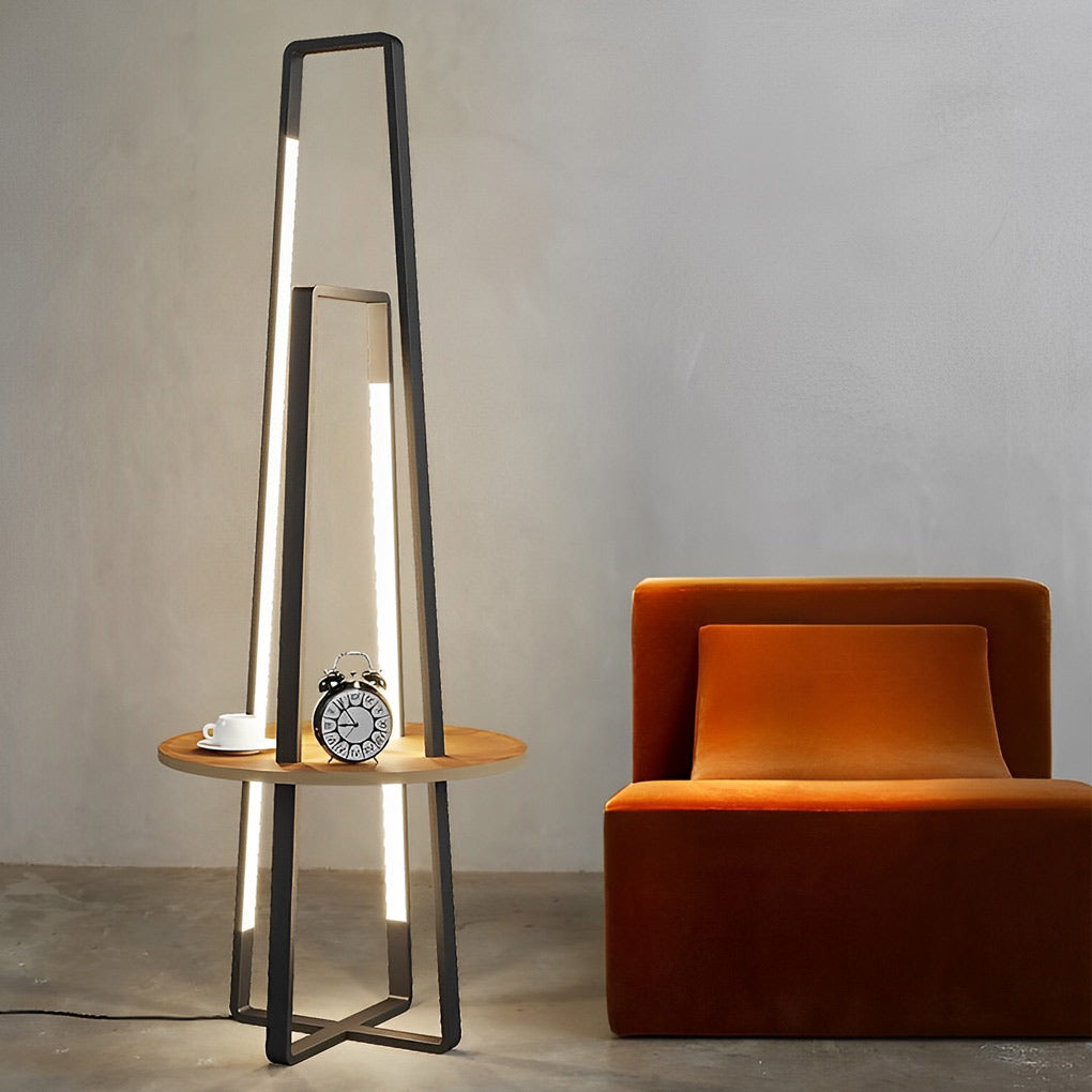 Modern 63 Inch Metal LED Tray Floor Lamp for Living Room