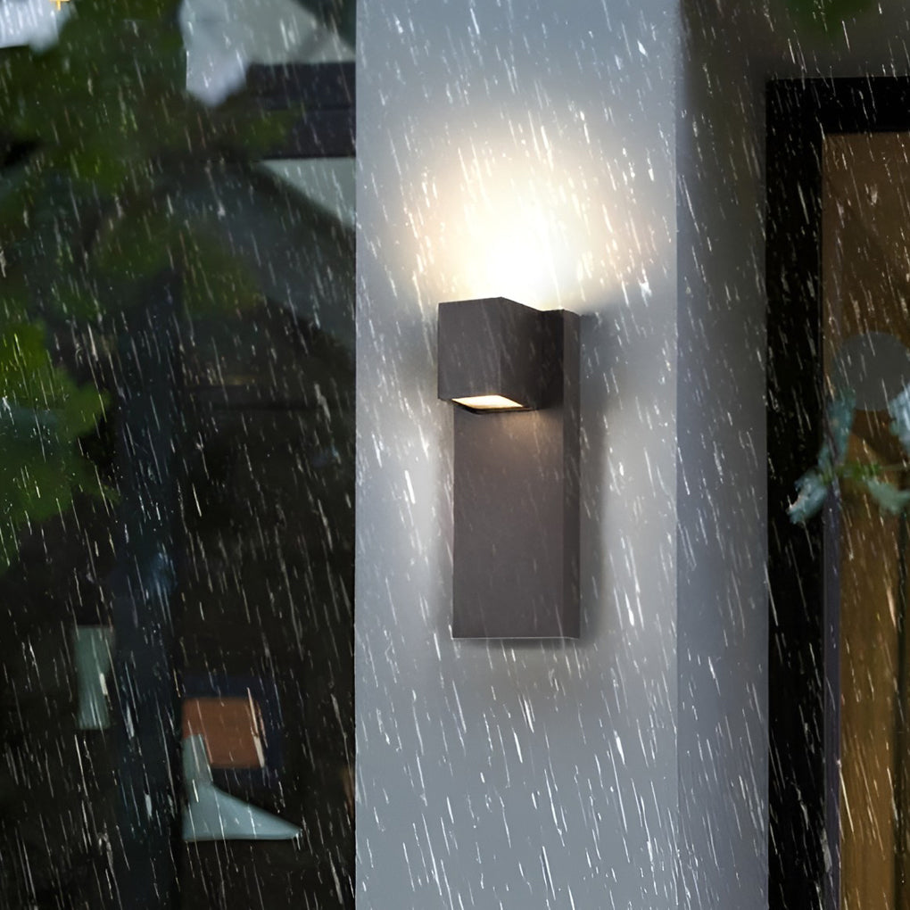 Square Waterproof LED Up and Down Wall Sconce - Modern Outdoor Lighting