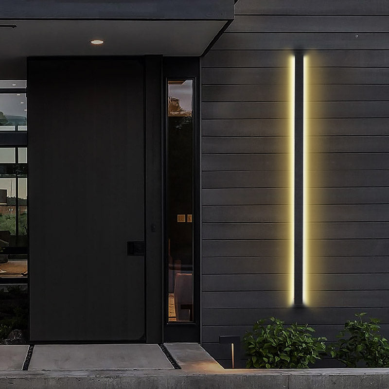 Black Long Linear Metal Waterproof Dimmable Outdoor Wall Light