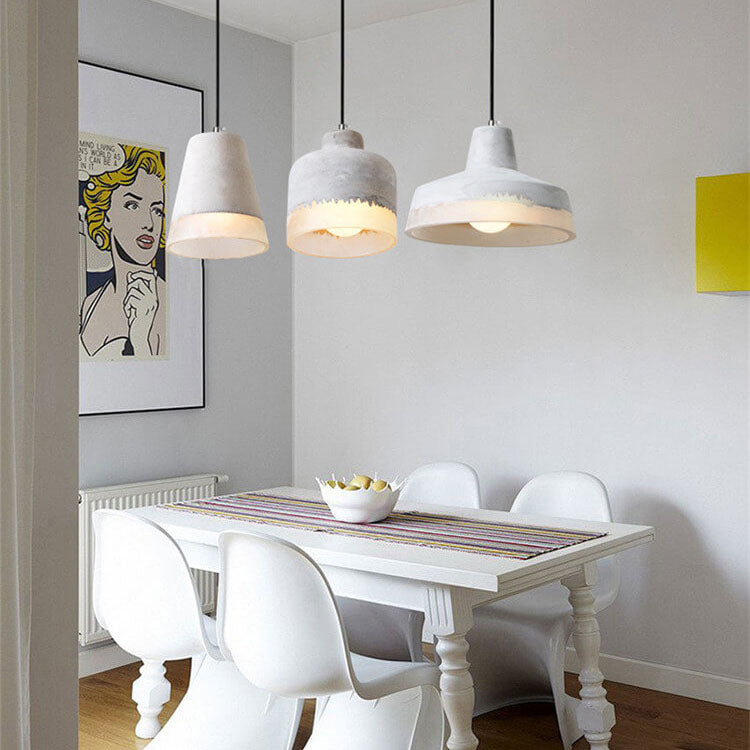 Industrial Minimalist Grey Cement Pendant Light - 1-Light Hanging Fixture