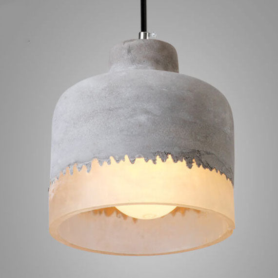 Industrial Minimalist Grey Cement Pendant Light - 1-Light Hanging Fixture