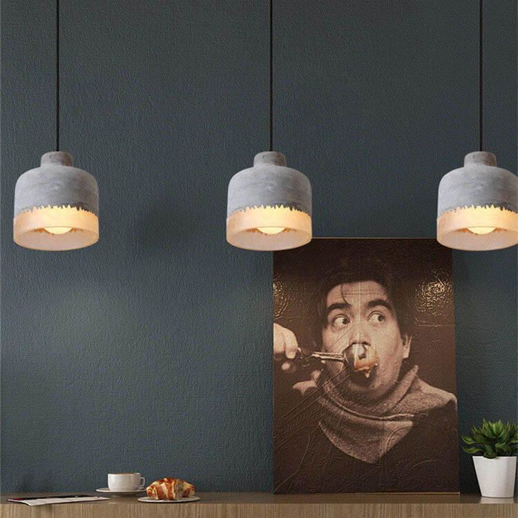 Industrial Minimalist Grey Cement Pendant Light - 1-Light Hanging Fixture