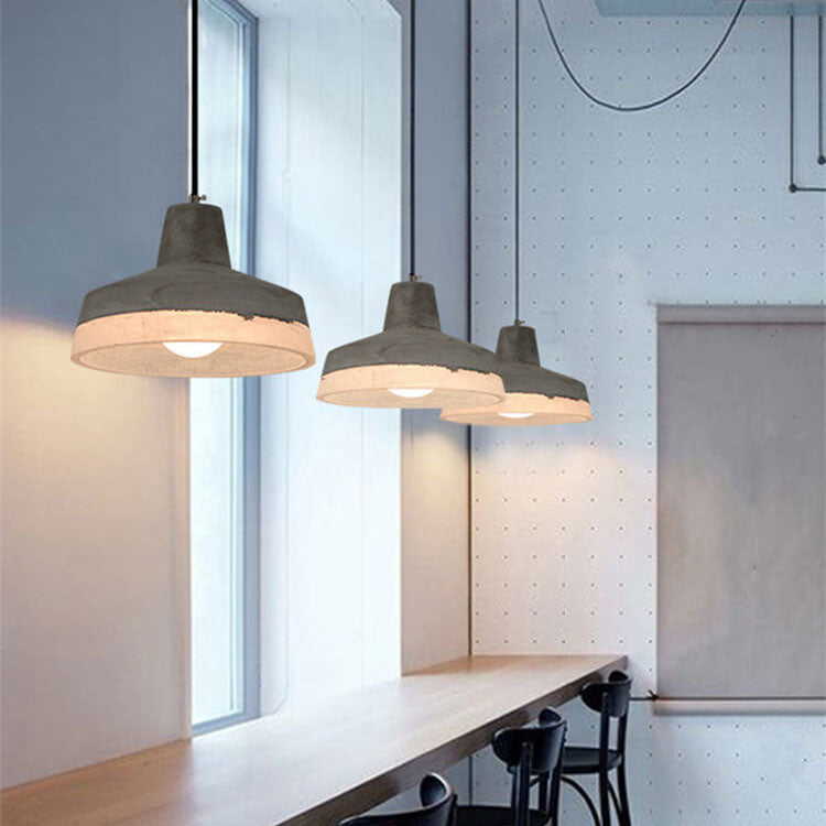 Industrial Minimalist Grey Cement Pendant Light - 1-Light Fixture, Modern Ceiling Lamp, Contemporary Design, Adjustable Height, Indoor Lighting, Rustic Decor