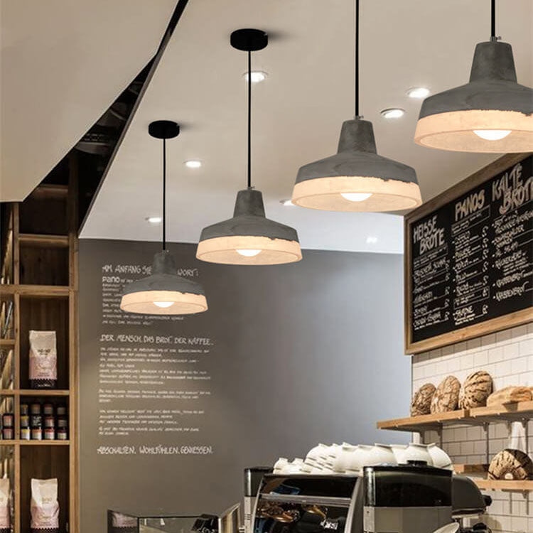 Industrial Minimalist Grey Cement Pendant Light - 1-Light Fixture, Modern Ceiling Lamp, Contemporary Design, Adjustable Height, Indoor Lighting, Rustic Decor