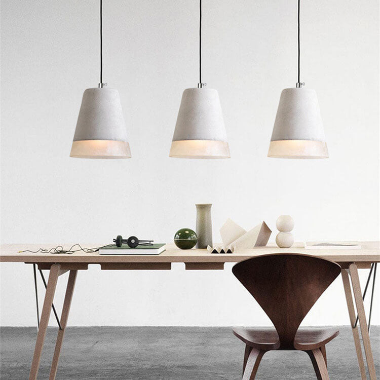 Industrial Minimalist Grey Cement Pendant Light - 1-Light Fixture, Modern Ceiling Lamp, Contemporary Design, Adjustable Height, Indoor Lighting, Rustic Decor