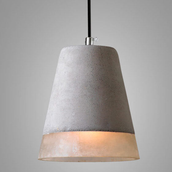 Industrial Minimalist Grey Cement Pendant Light - 1-Light Hanging Fixture