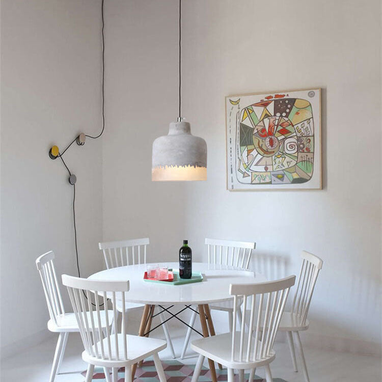 Industrial Minimalist Grey Cement Pendant Light - 1-Light Hanging Fixture