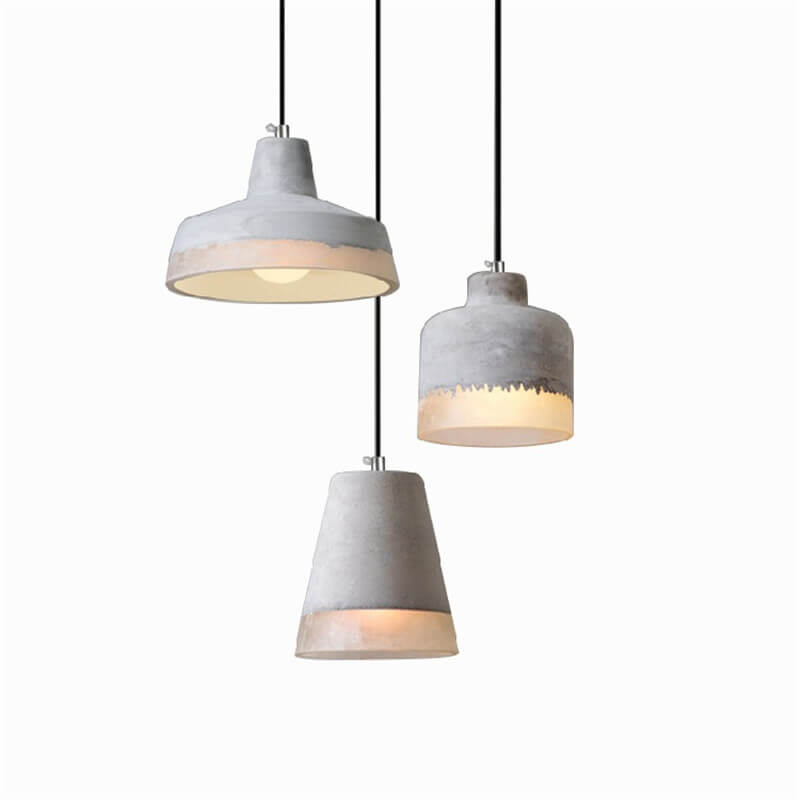 Industrial Minimalist Grey Cement Pendant Light - 1-Light Hanging Fixture