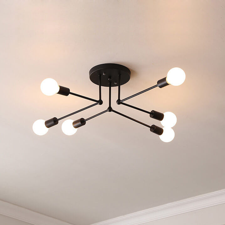 Industrial 6/8-Light Semi-Flush Mount Lighting Fixture