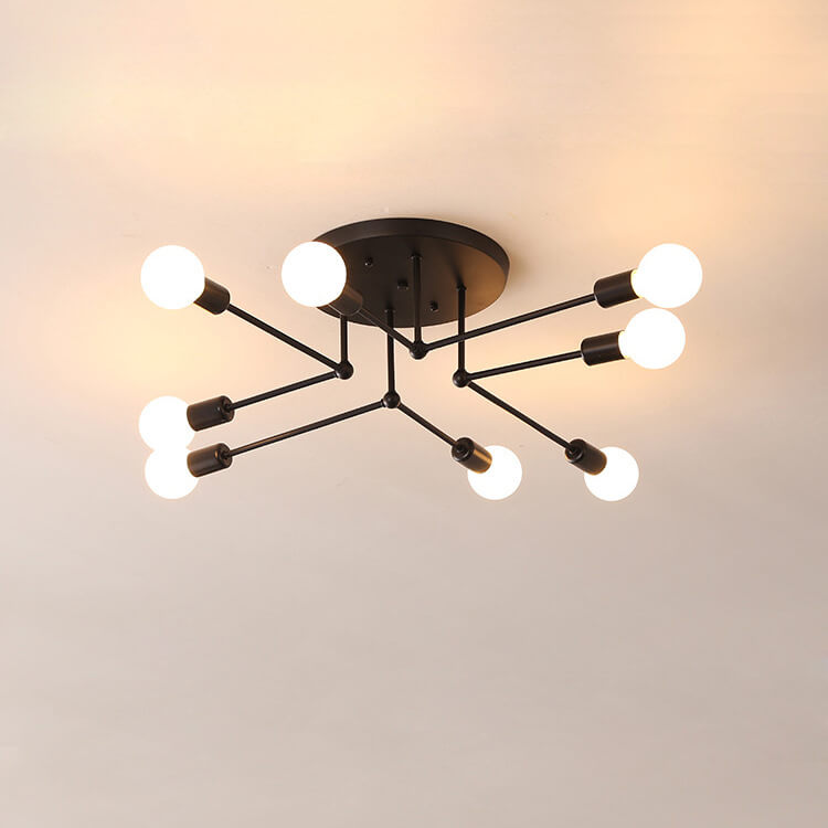 Industrial 6/8-Light Semi-Flush Mount Lighting Fixture