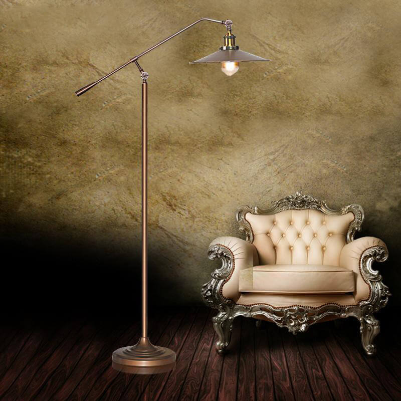 Industrial Bronze 1-Light Boom Arm Floor Lamp - Adjustable Lighting for Home Decor
