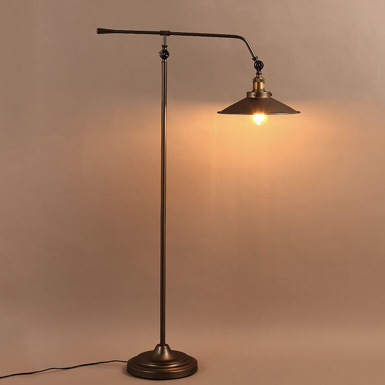 Industrial Bronze 1-Light Boom Arm Floor Lamp - Adjustable Lighting for Home Decor
