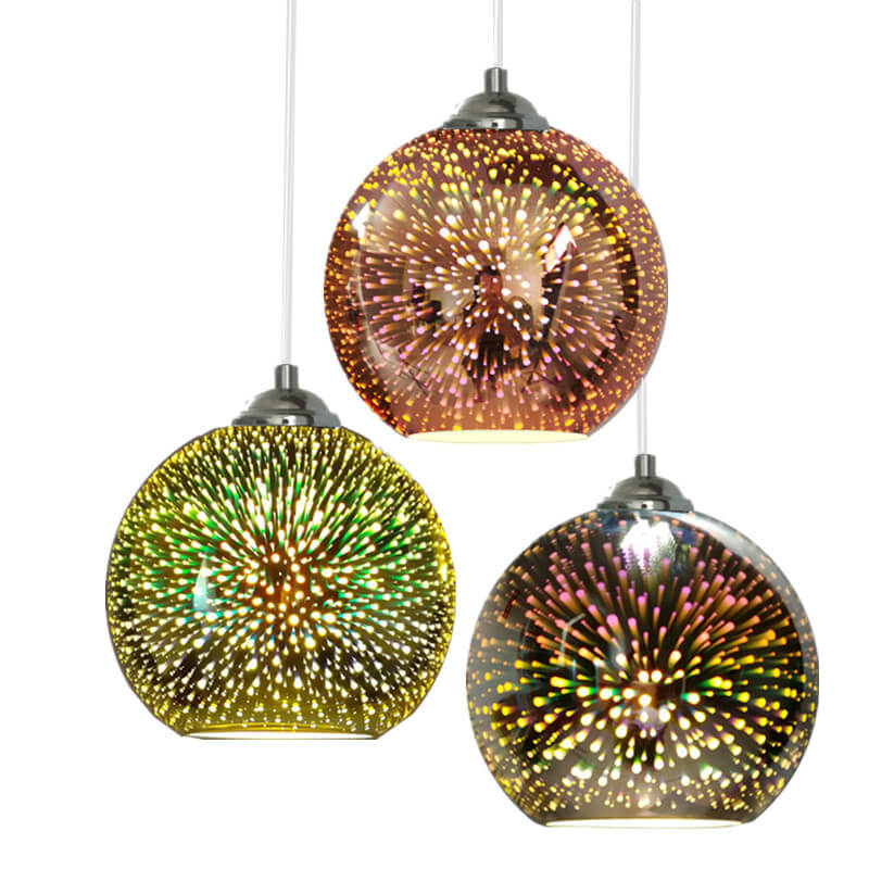 Colorful 3D Fireworks Glass Pendant Light - Modern Dome 1-Light Design