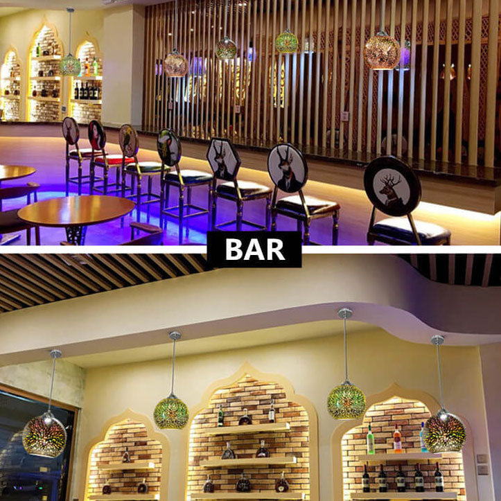 Colorful 3D Fireworks Glass Pendant Light - Modern Dome 1-Light Design