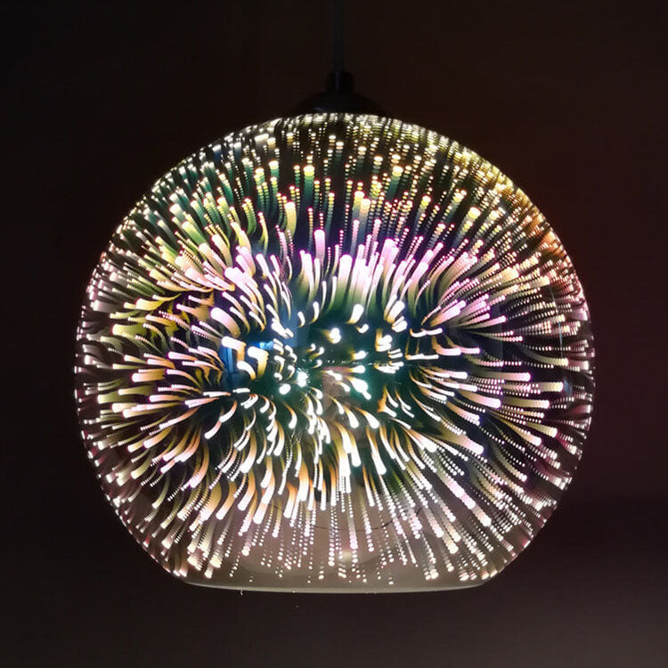 Colorful 3D Fireworks Glass Pendant Light - Modern Dome 1-Light Design