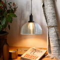 Vintage 1-Light Glass Dome Pendant Light 9.44 In. Elegant Ceiling Fixture