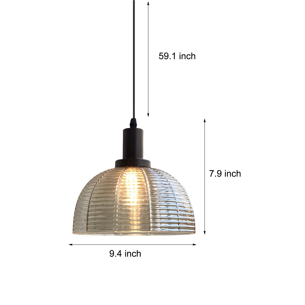 Vintage 1-Light Glass Dome Pendant Light 9.44 In. Elegant Ceiling Fixture