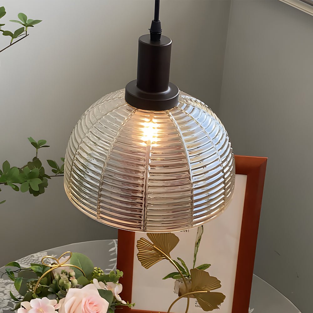 Vintage 1-Light Glass Dome Pendant Light 9.44 In. Elegant Ceiling Fixture