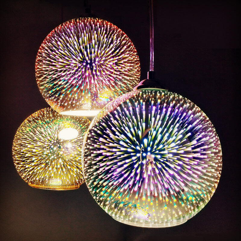 Colorful 3D Fireworks Glass Pendant Light - Modern Dome 1-Light Design