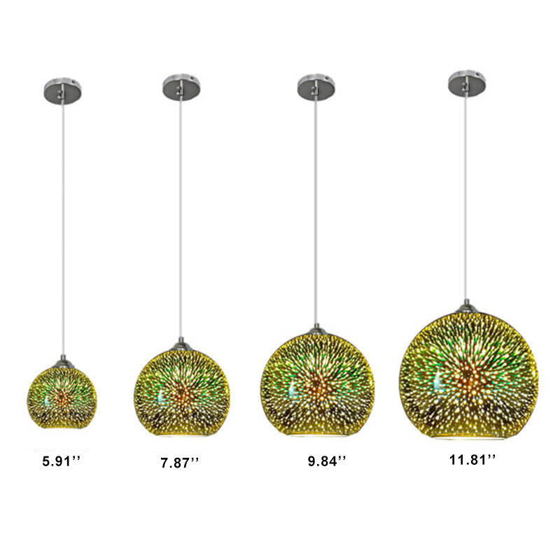 Colorful 3D Fireworks Glass Pendant Light - Modern Dome 1-Light Design