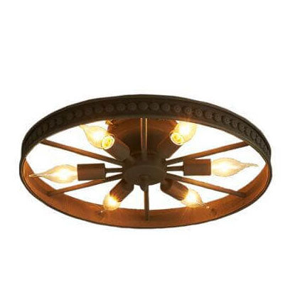 Industrial Wrought Iron 6-Light Flush Mount Ceiling Light