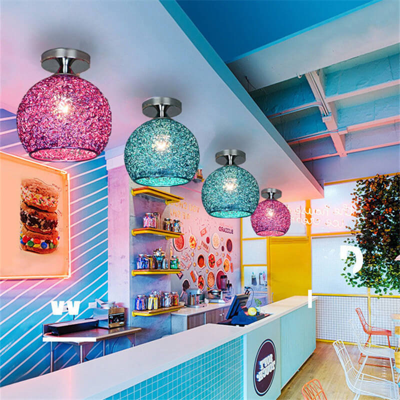 Colorful Modern Dome Semi-Flush Mount Light - 1-Light Ceiling Fixture