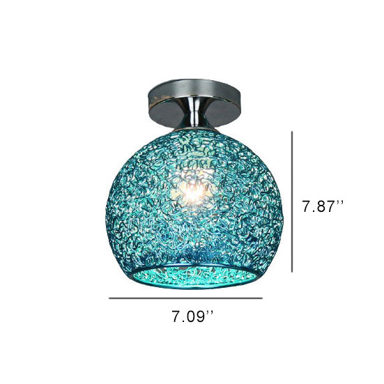 Colorful Modern Dome Semi-Flush Mount Light - 1-Light Ceiling Fixture
