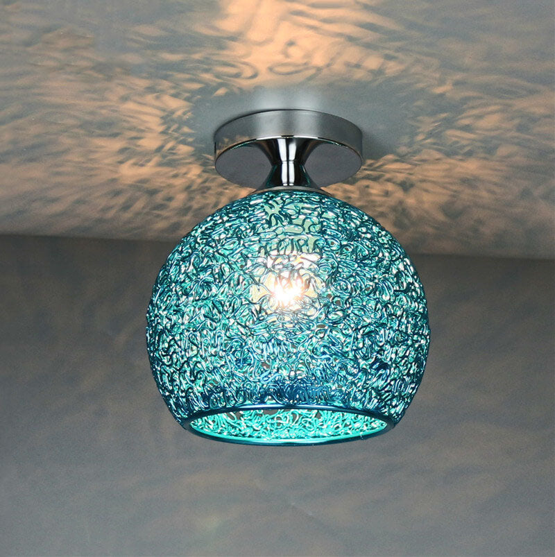 Colorful Modern Dome Semi-Flush Mount Light - 1-Light Ceiling Fixture