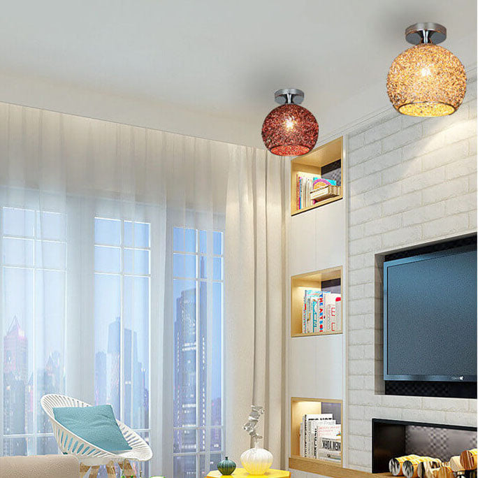 Colorful Modern Dome Semi-Flush Mount Light - 1-Light Ceiling Fixture