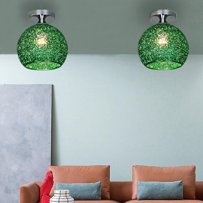 Colorful Modern Dome Semi-Flush Mount Light - 1-Light Ceiling Fixture