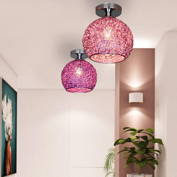Colorful Modern Dome Semi-Flush Mount Light - 1-Light Ceiling Fixture