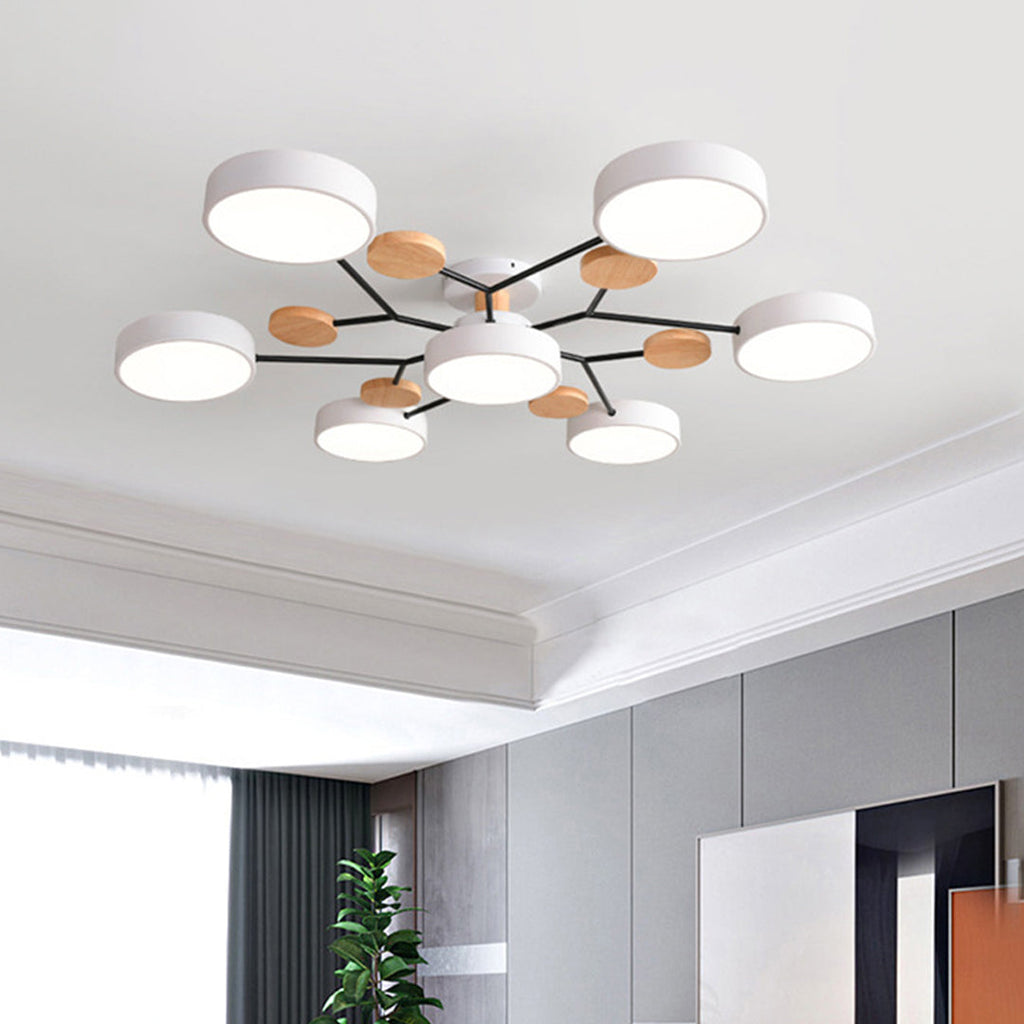 Sputnik Chandelier for Kids Room | Artistic Metal & Wood Ceiling Lights