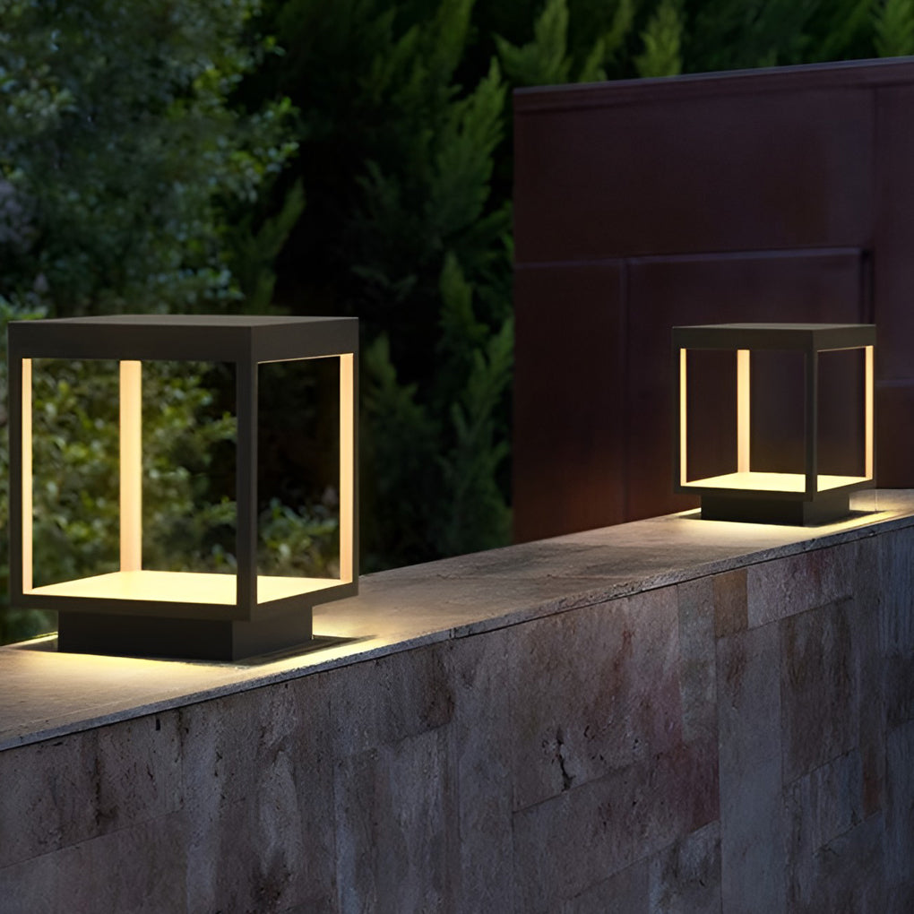 Concrete Pillar LED Light - Modern Open-Frame Square Design