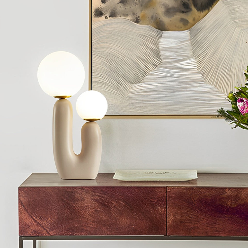 Modern Beige Cactus LED Table Lamp - 2-Light Accent Lighting