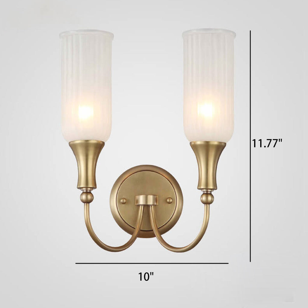 Vintage Rustic Brass Glass Wall Sconce Lamp - 1/2 Light Fixture