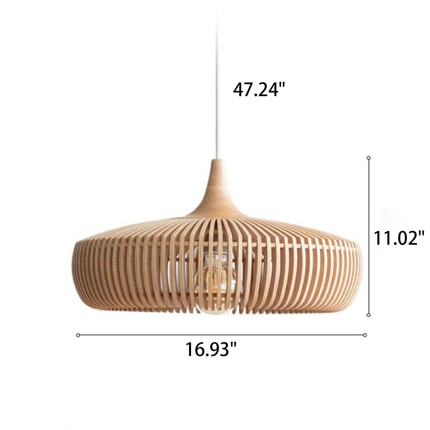 Nordic Vintage Wooden Dome Pendant Light - 1-Light Hanging Fixture for Home Decor