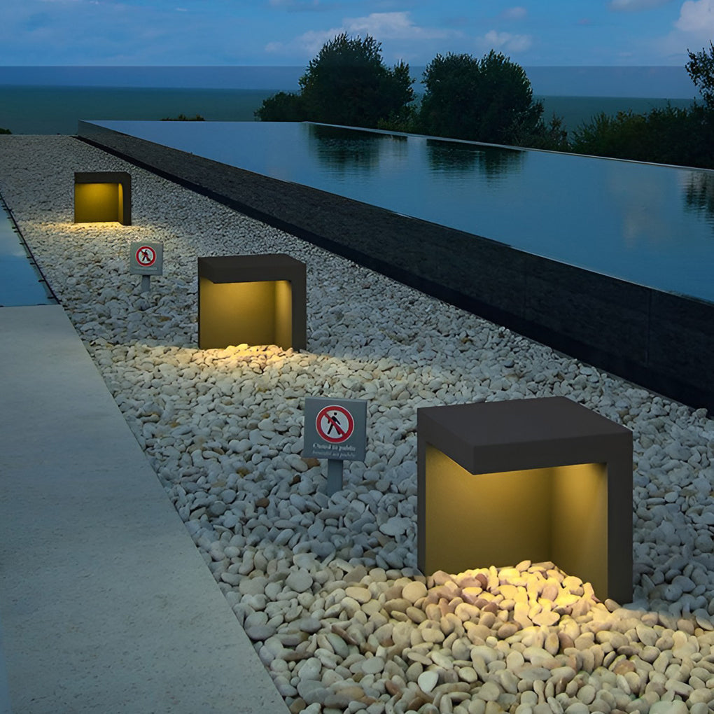 Modern Half-Cut Rectangular Outdoor Path Light - Gray, LED 4.5W, IP54 Waterproof