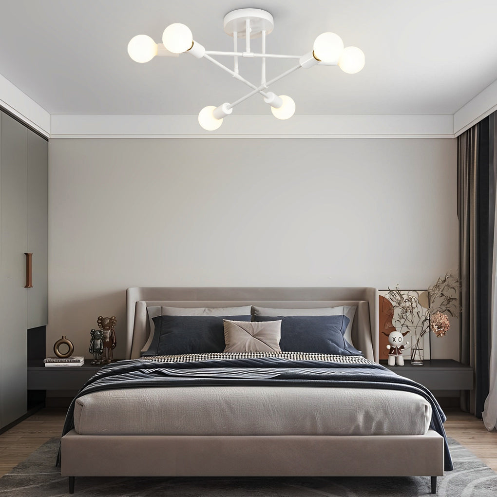 Elegant 6-Light Flush Mount Light, 22'' Dia, E26/E27 Ceiling Fixture