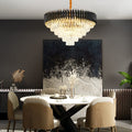 Round Oval Crystal Chandelier - Luxury Post-Modern Lighting with Three-Step Dimming