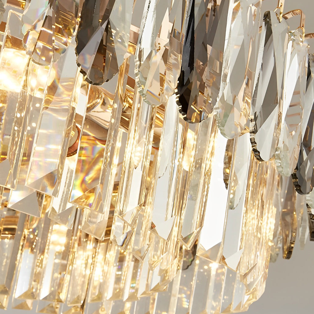 Double Layer Electroplated Metal Crystal Gold Chandelier Modern Lighting Decor