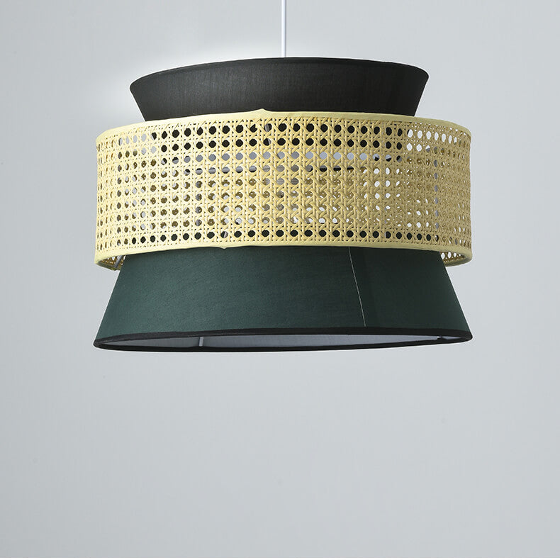 Modern Rattan Japanese Drum Pendant Light - 1-Light Fixture for Home Decor