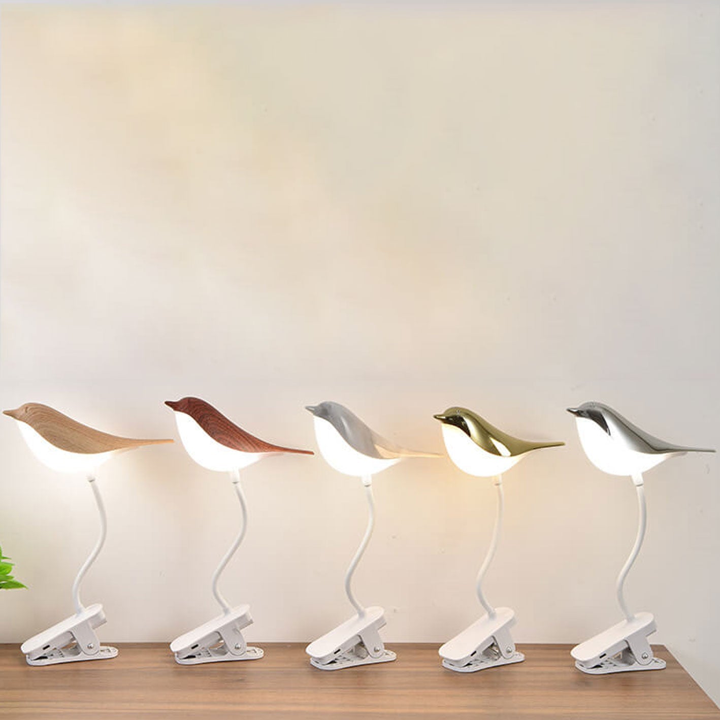 Nordic Creative Bird Clip USB Night Light Table Lamp - LED Lighting, Modern Design, Home Decor, Cute Desk Lamp, Rechargeable Nightlight